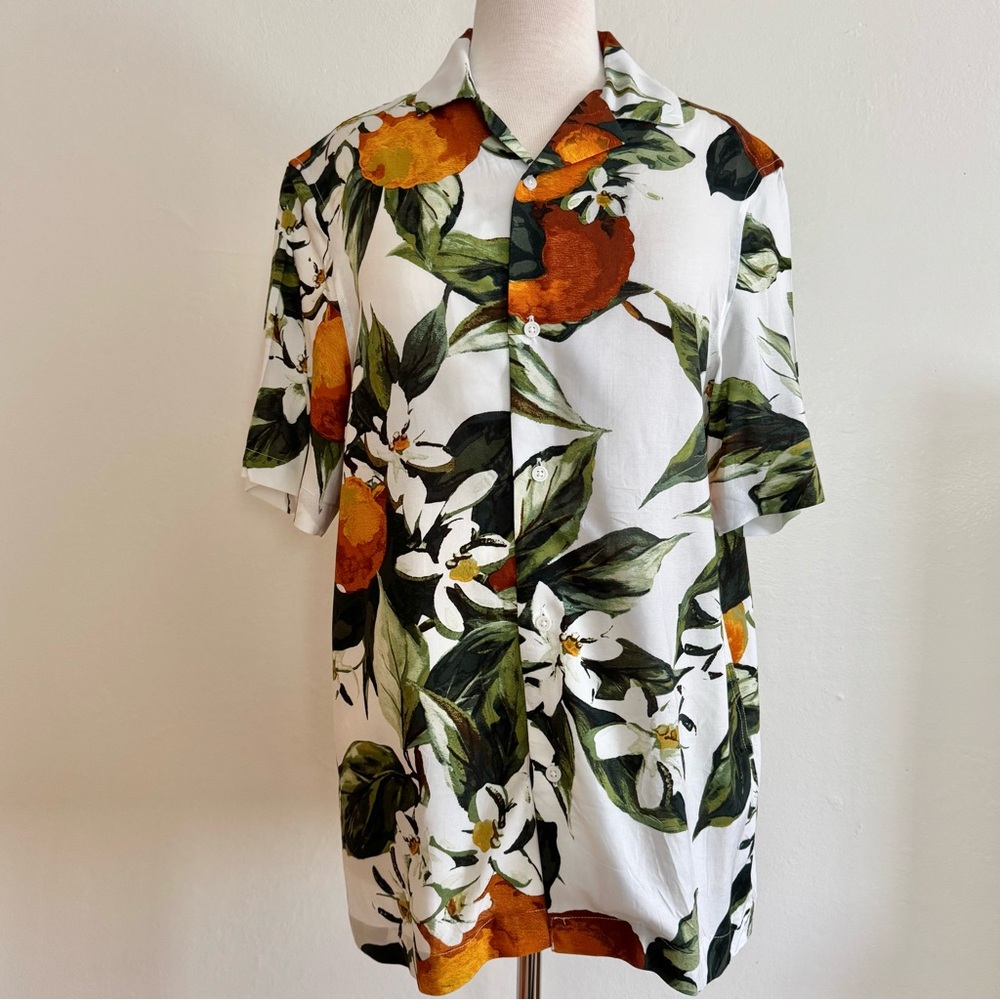H&M Men's Orange and Green Citrus Resort Shirt